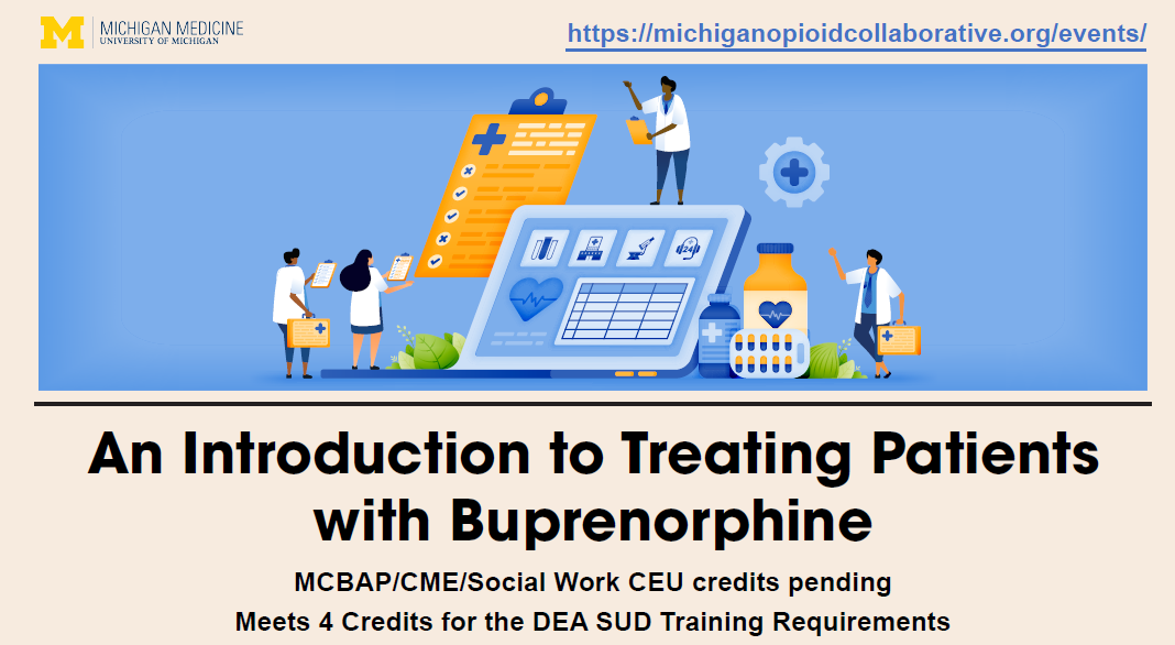 A 2d image with several doctors doing research on a drug called buprenorphine.