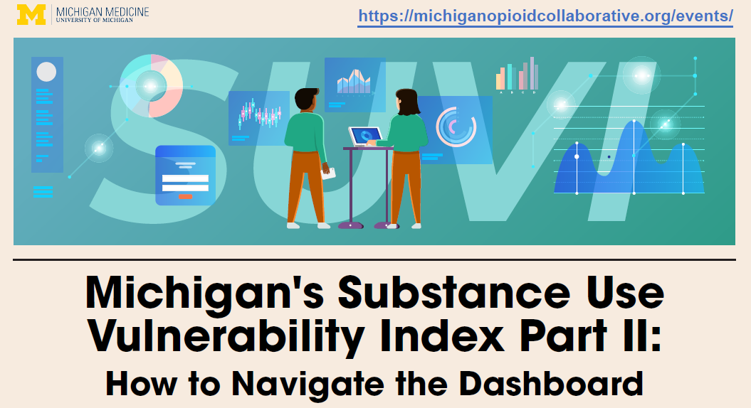 A 2d image that shows two people using the Michigan Substance Use Vulnerability Index tool.