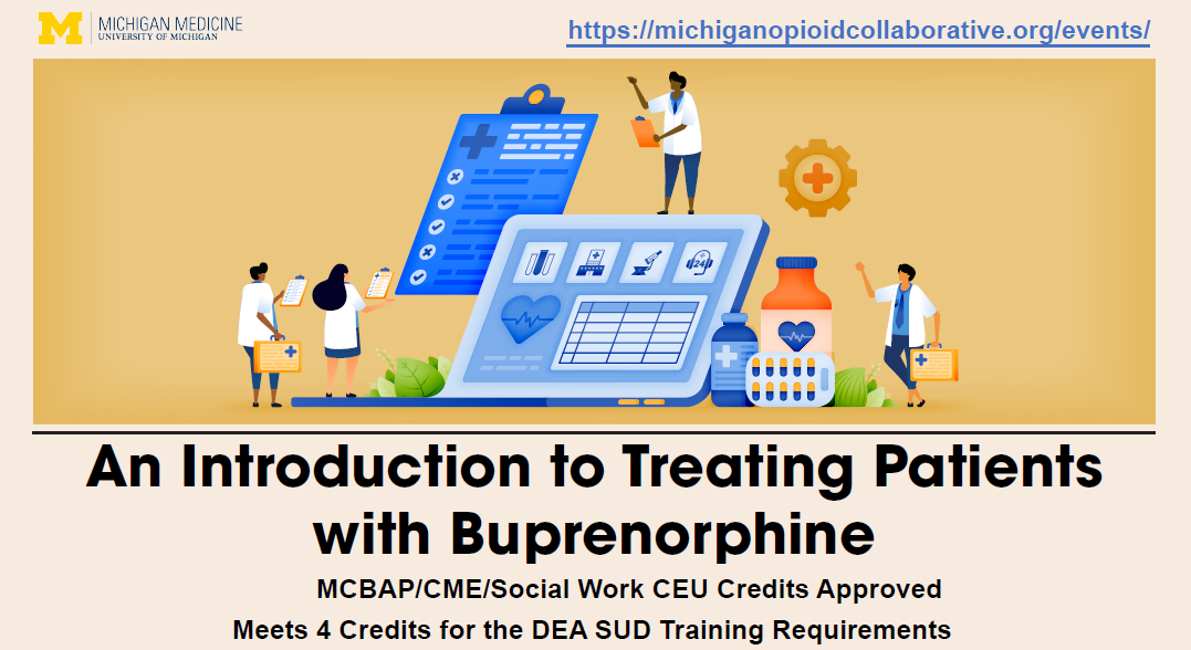 A 2d image with several doctors doing research on a drug called buprenorphine.