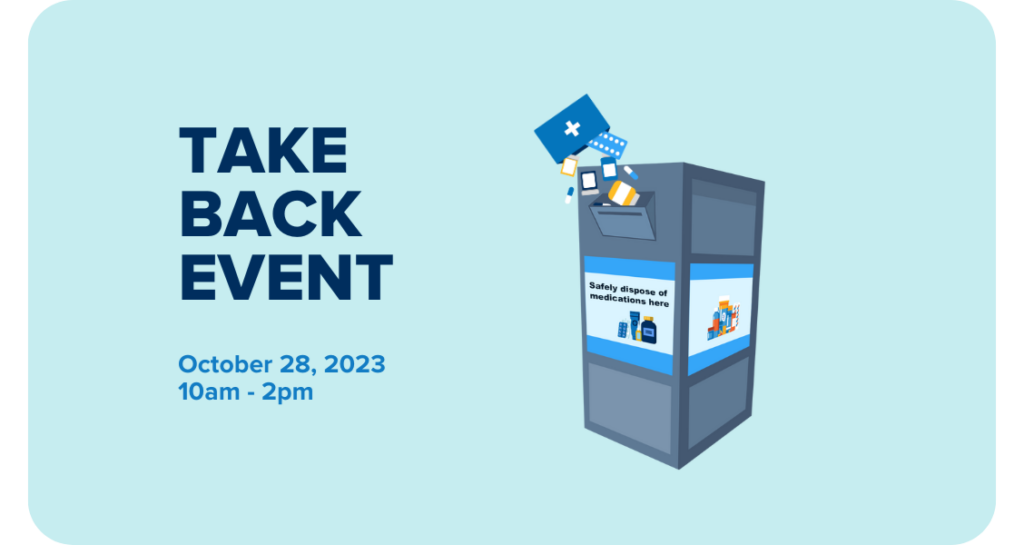 A 2D image that shows a drop box and text that says Take Back Event.